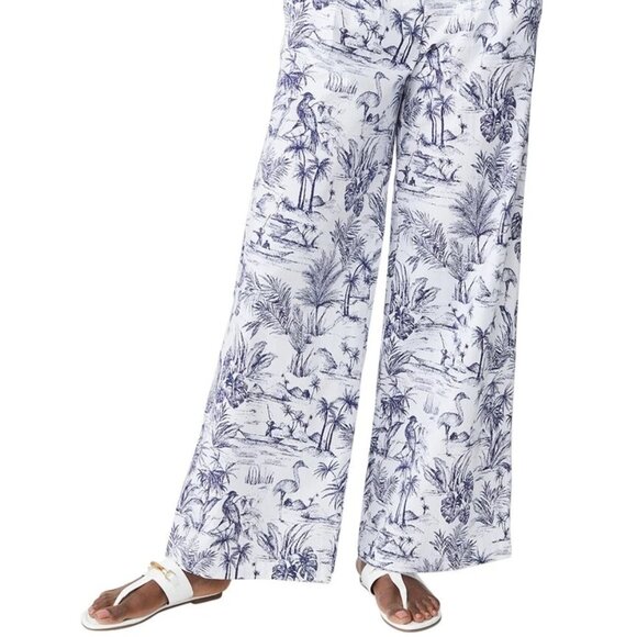 J. McLaughlin Amal pants trousers Size 4 has pockets cotton wide leg heron print - Picture 3 of 5